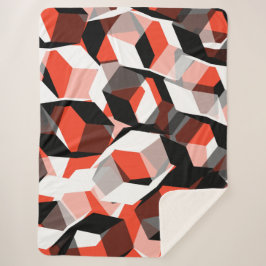 Vele zeshoeken met verkleurde delen, in lichtrood sherpa deken