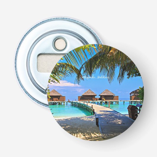 Veligandu, Malediven tropisch landschap Button Flesopener (Voorkant)
