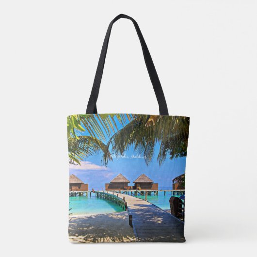 Veligandu, Malediven tropisch landschap Tote Bag (Achterkant)