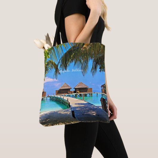 Veligandu, Malediven tropisch landschap Tote Bag (Dichtbij)
