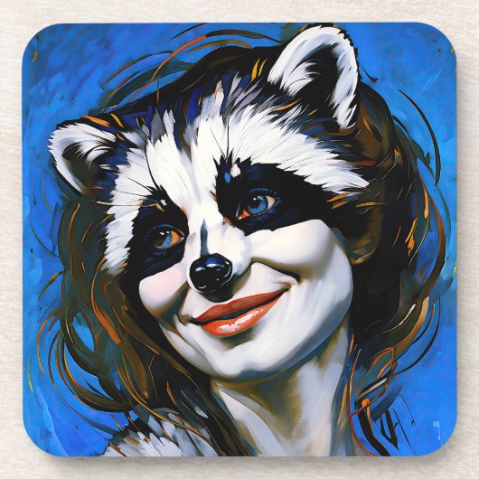 "Velka Teyani" fluisterende wasbeer Trickster Bier Onderzetter (Voorkant)