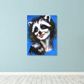 "Velka Teyani" fluisterende wasbeer Trickster Canvas Afdruk (Insitu (Houten vloer))