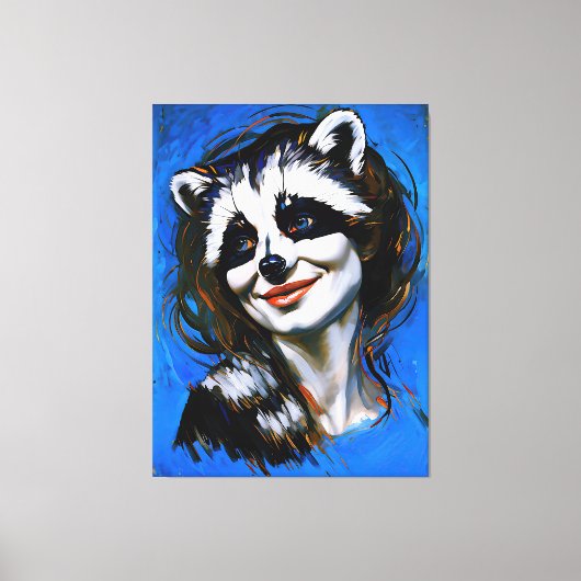 "Velka Teyani" fluisterende wasbeer Trickster Canvas Afdruk (Voorkant)