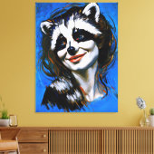 "Velka Teyani" fluisterende wasbeer Trickster Canvas Afdruk (Insitu (Woonkamer))