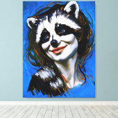 "Velka Teyani" fluisterende wasbeer Trickster Canvas Afdruk (Insitu (Houten vloer))