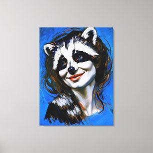 "Velka Teyani" fluisterende wasbeer Trickster Canvas Afdruk
