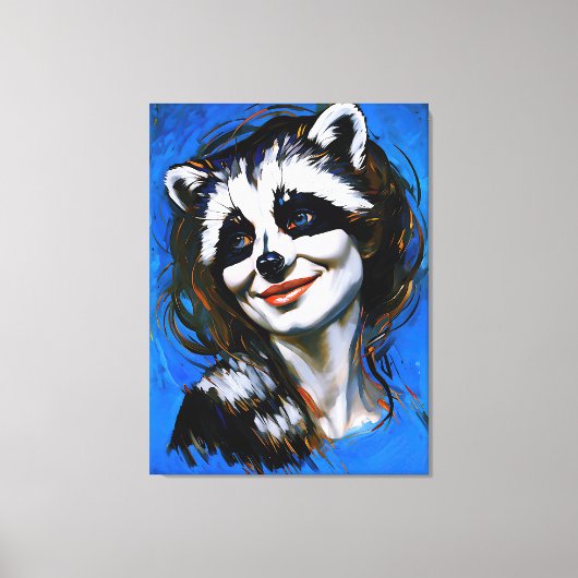 "Velka Teyani" fluisterende wasbeer Trickster Canvas Afdruk (Voorkant)