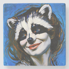 "Velka Teyani" fluisterende wasbeer Trickster Stenen Onderzetter