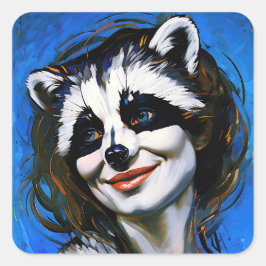 "Velka Teyani" fluisterende wasbeer Trickster Vierkante Sticker