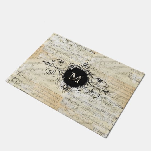  vellen muziekmonogram deurmat (Schuin)