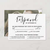Vellum Black Rustic Script Photo Weddenschap RSVP (Voorkant / Achterkant)