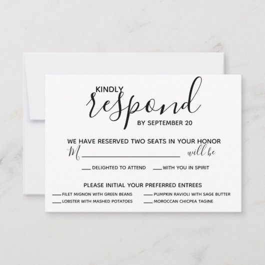 Vellum Black Rustic Script Photo Weddenschap RSVP Kaartje (Voorkant)
