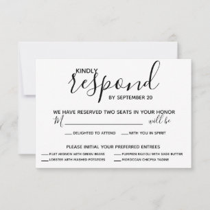 Vellum Black Rustic Script Photo Weddenschap RSVP Kaartje