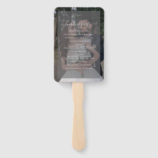 Vellum Black & White Overlay Photo Wedding Program Handwaaier (Achterkant)