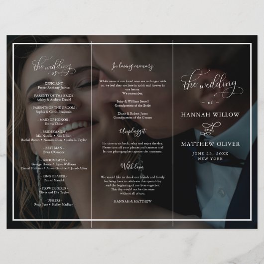 Vellum Black & White Photo Wedding Ceremony (Voorkant)