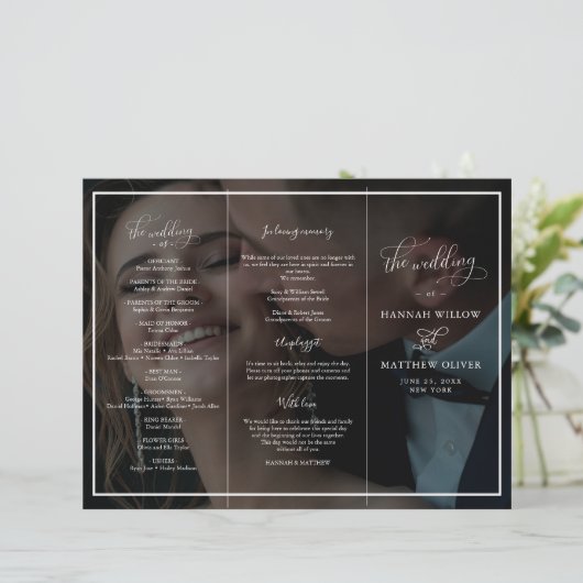 Vellum Black & White Photo Wedding Ceremony (Staand voorkant)