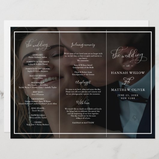 Vellum Black & White Photo Wedding Ceremony (Voorkant / Achterkant)
