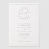Vellum Bourgogne Leafy Crest Monogram Huwelijk Uitnodigingen (Voorkant)