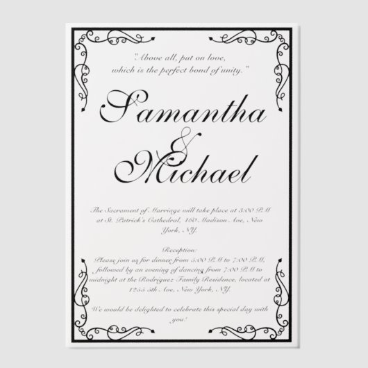 Vellum Classic Kerkbruiloft Vellum Uitnodigingen (Voorkant)