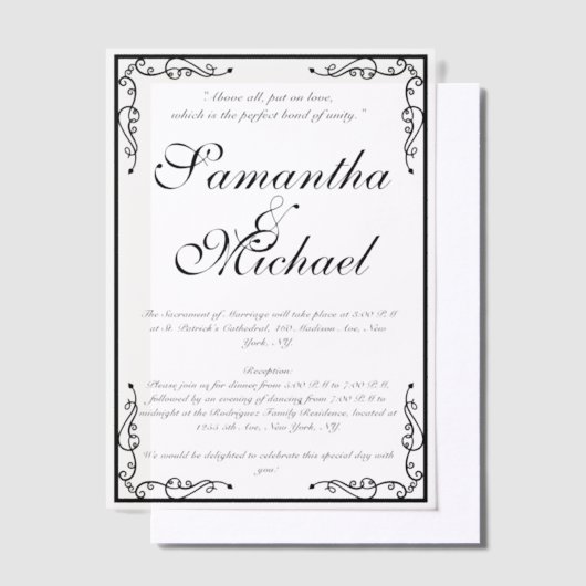Vellum Classic Kerkbruiloft Vellum Uitnodigingen (Offset)
