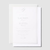 Vellum Classic Sage Green Monogram Huwelijk Uitnodigingen (Offset)