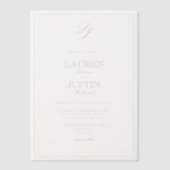 Vellum Classic Sage Green Monogram Huwelijk Vellum Uitnodigingen (Voorkant)