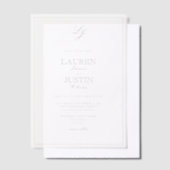 Vellum Classic Sage Green Monogram Huwelijk Vellum Uitnodigingen (Offset)