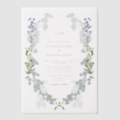 Vellum Dusty Blue Garden Monogram Huwelijk Uitnodigingen (Voorkant)