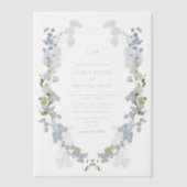 Vellum  Dusty Blue Garden Monogram Huwelijk Vellum Uitnodigingen (Voorkant)