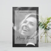 Vellum Effect Budget Wedding BW Photo Thanks (Staand voorkant)