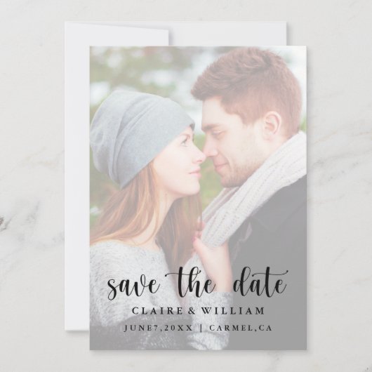 Vellum Effect Verticale Foto Save the Date Kaart (Voorkant)