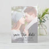 Vellum Effect Verticale Foto Save the Date Kaart (Staand voorkant)