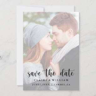 Vellum Effect Verticale Foto Save the Date Kaart