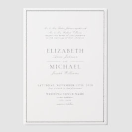 Vellum Elegant Black Classic Script Wedding Uitnodigingen