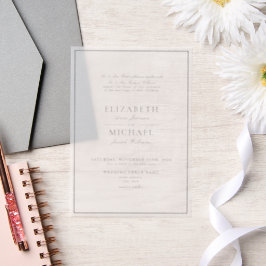 Vellum Elegant Black Classic Script Wedding Uitnodigingen