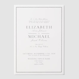 Vellum Elegant Black Classic Script Wedding Uitnodigingen