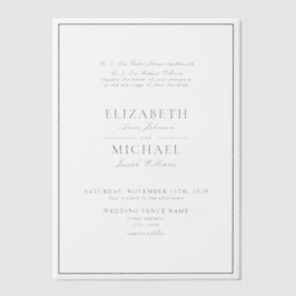 Vellum Elegant Black Classic Script Wedding Vellum Uitnodigingen