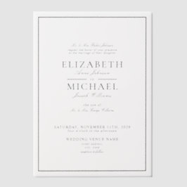 Vellum Elegant Black Classic Script Wedding Vellum Uitnodigingen