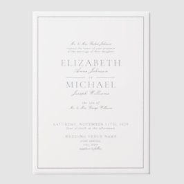 Vellum Elegant Dusty Blue Classic Script Wedding Uitnodigingen