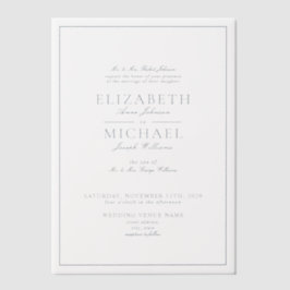 Vellum Elegant Dusty Blue Classic Script Wedding Vellum Uitnodigingen