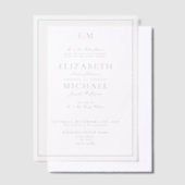 Vellum Elegant Dusty Blue Script Monogram Huwelijk Uitnodigingen (Offset)