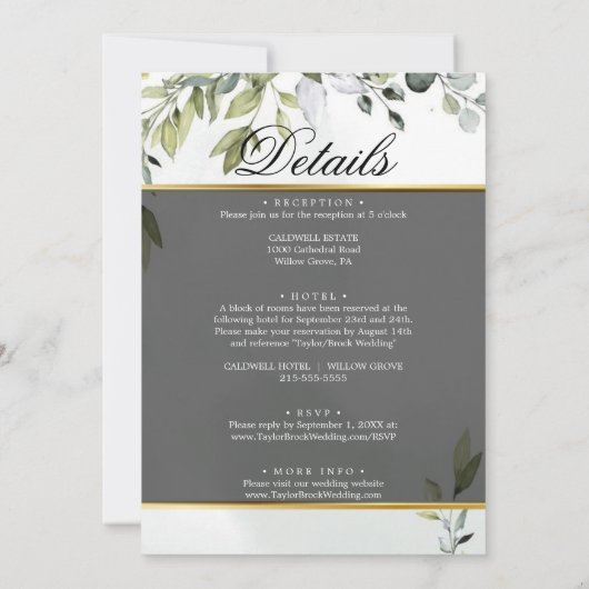 Vellum Elegant Eucalyptus Weddenschap Kaart (Achterkant)