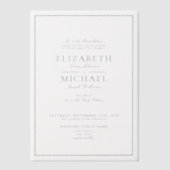 Vellum Elegant Navy Blue Classic Script Wedding Uitnodigingen (Voorkant)