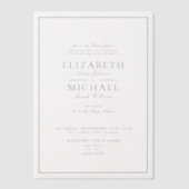 Vellum Elegant Navy Blue Classic Script Wedding Vellum Uitnodigingen (Voorkant)