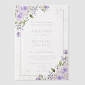 Vellum Elegante Lila Lavendel Gouden Bloemen Huwel Vellum Uitnodigingen (Voorkant)