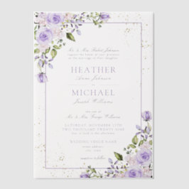 Vellum Elegante Lila Lavendel Gouden Bloemen Huwel Vellum Uitnodigingen