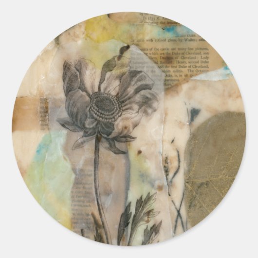 Vellum Floral II Ronde Sticker (Voorkant)