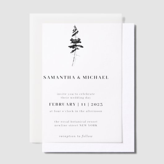 Vellum Forest Pine Tree Indie Rustic Vellum Uitnodigingen (Offset)