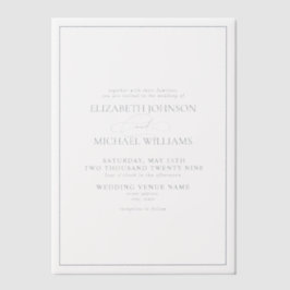 Vellum Formal Dusty Blue Classic Script Wedding Uitnodigingen