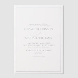 Vellum Formal Dusty Blue Classic Script Wedding Vellum Uitnodigingen